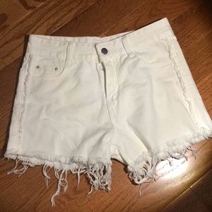 white frayed shorts